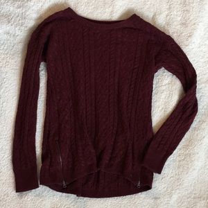 Burgundy AE Zipper Detail Sweater